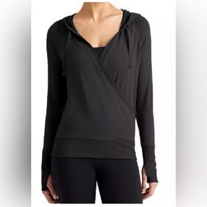 ATHLETA Inner Twist Hoodie Top XS NEW Black Women Athleisure Activewear Yoga